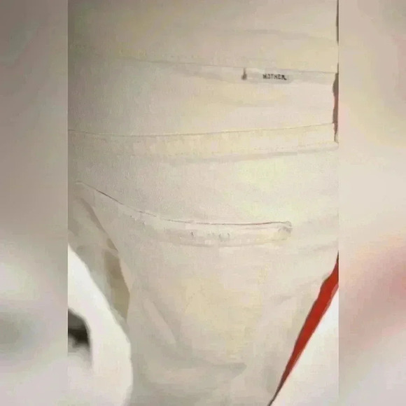 MOTHER  White Pink Side Stripe Midrise Dazzler Crop Denim 29W USA - Picture 8 of 9